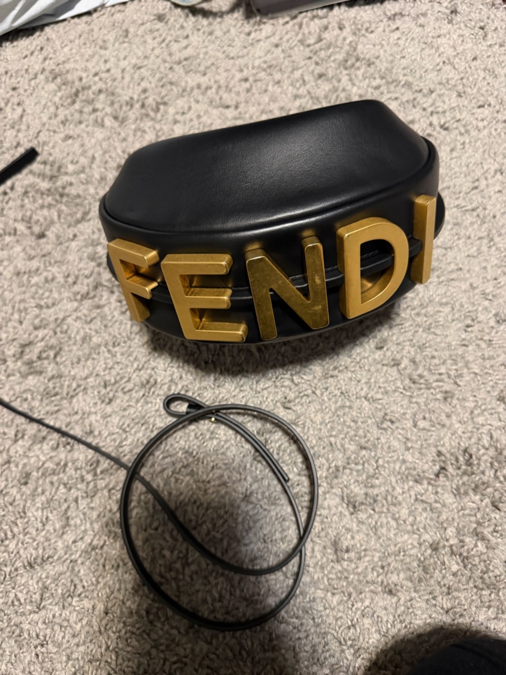 Fendi Black Mini Bag with Gold Logo Letters